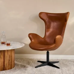 Victor loungestol læder m. sort drejesokkel