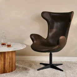 Victor loungestol læder m. sort drejesokkel