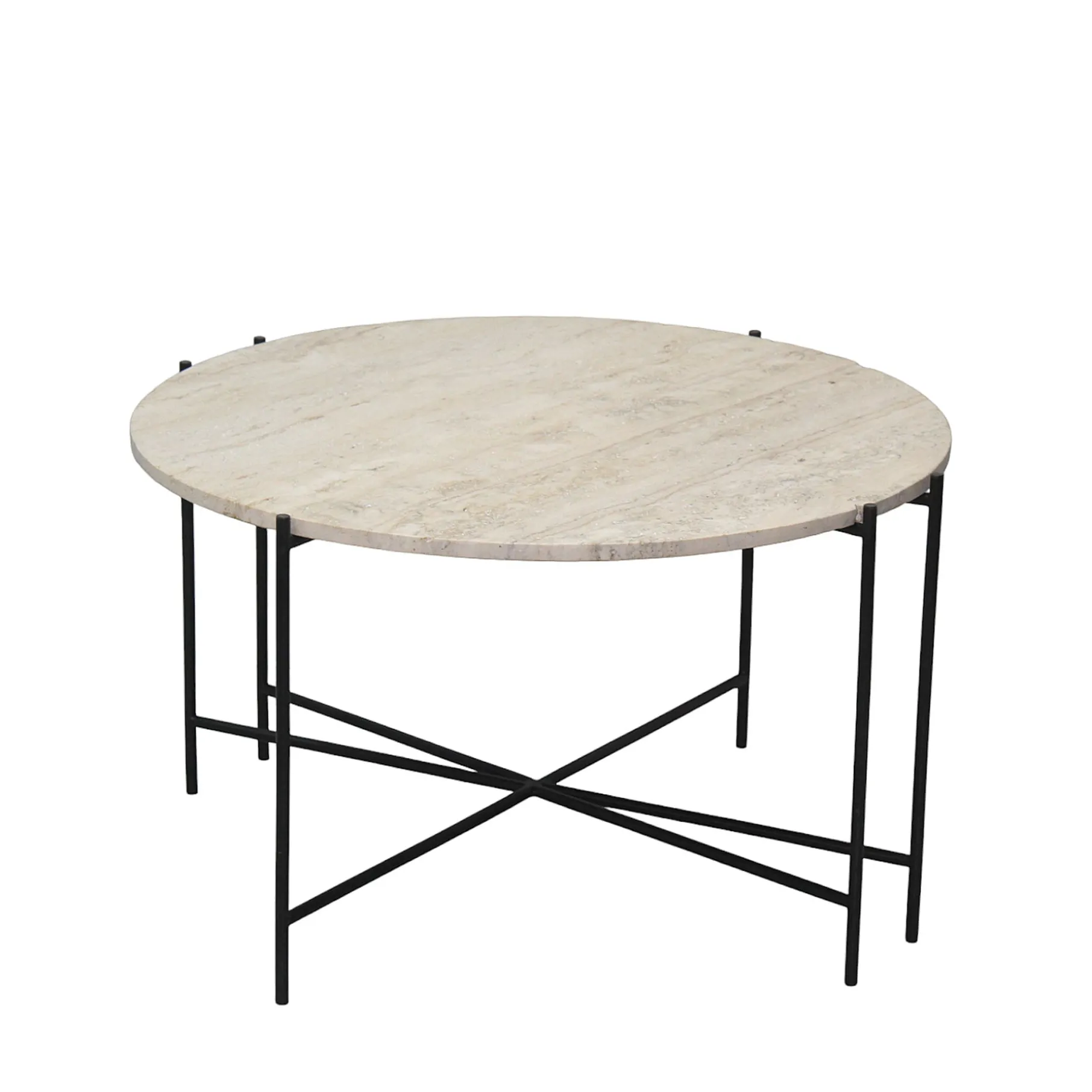Viola IIII sofabord i travertine Ø80 cm