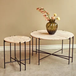 Viola IIII sofabord i travertine Ø80 cm