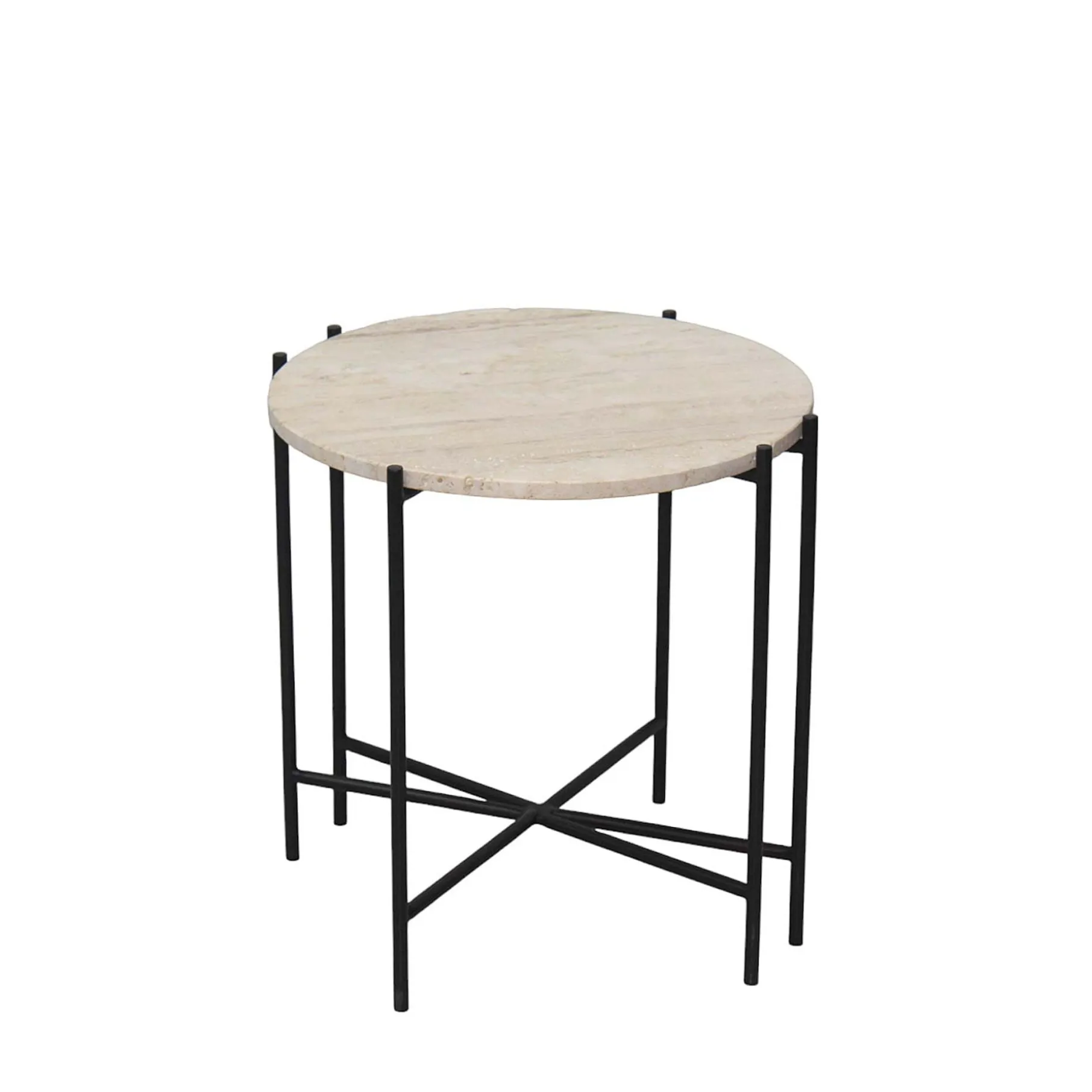 Viola IIII sofabord i travertine Ø45 cm