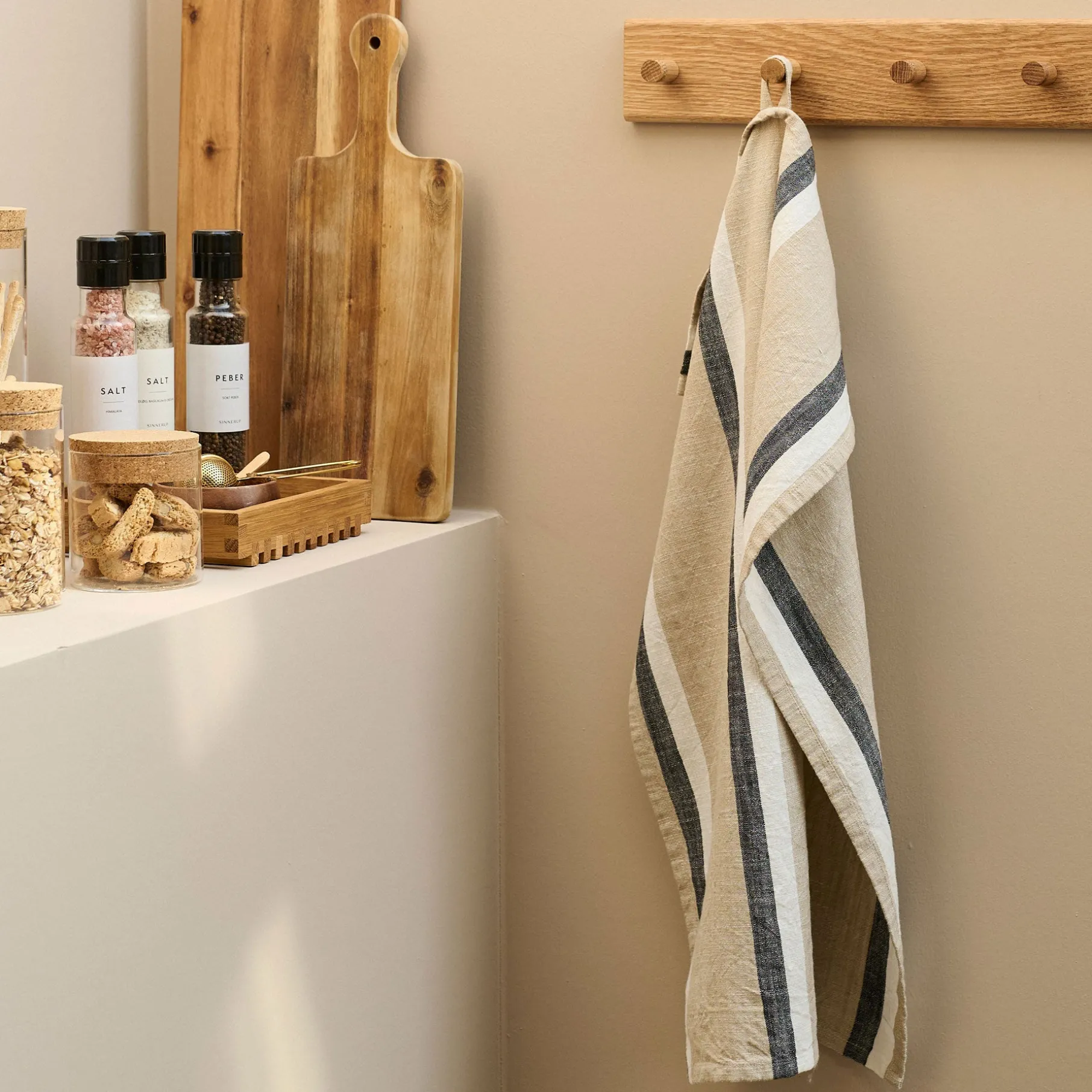 Viskestykke m. dobbelt striber