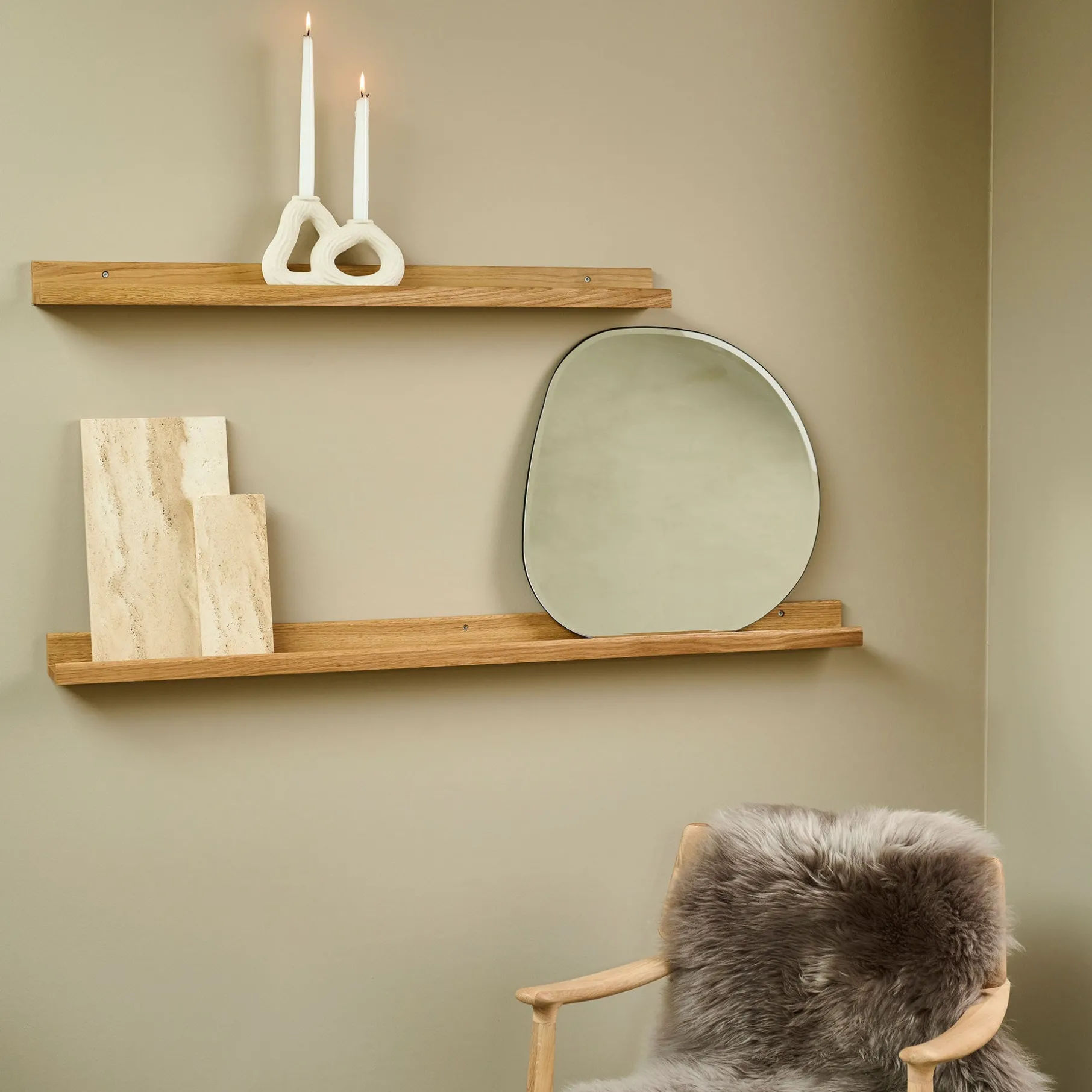 Wood II gallerihylde FSC certificeret egetræ, L120 cm