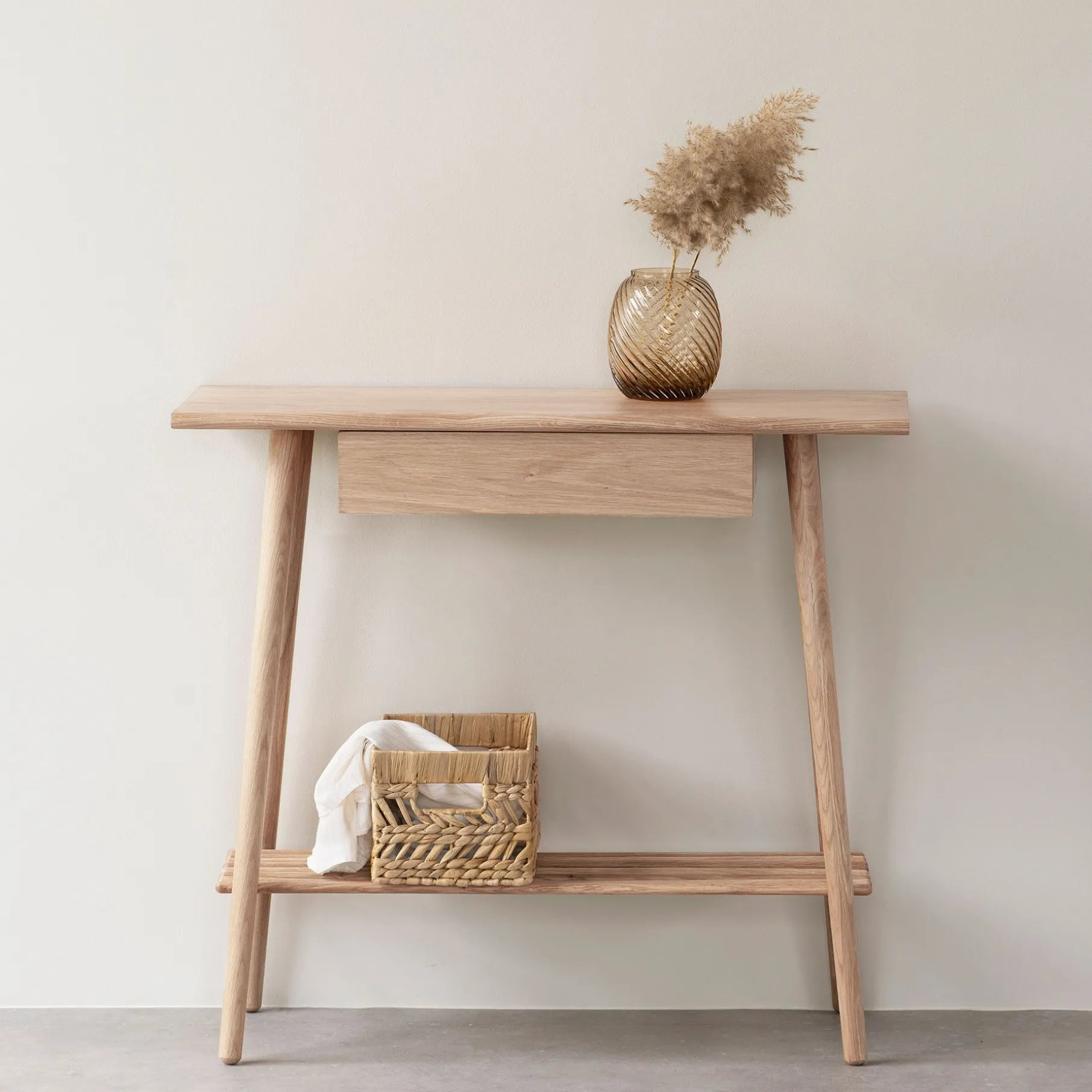 Wood II konsolbord FSC certificeret egetræ - hvidpigmenteret